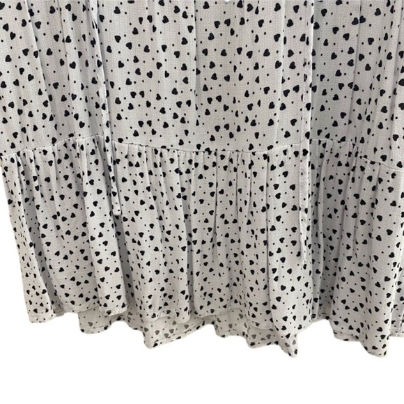 Rachel Zoe white and black heart sleeveless ruffle hem top Size S - Picture 3 of 7